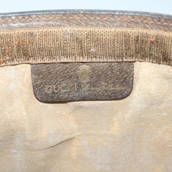 GUCCI GG Canvas Web Sherry Line Clutch Bag PVC Leather Beige Green Auth 54839 - Picture 6 of 16